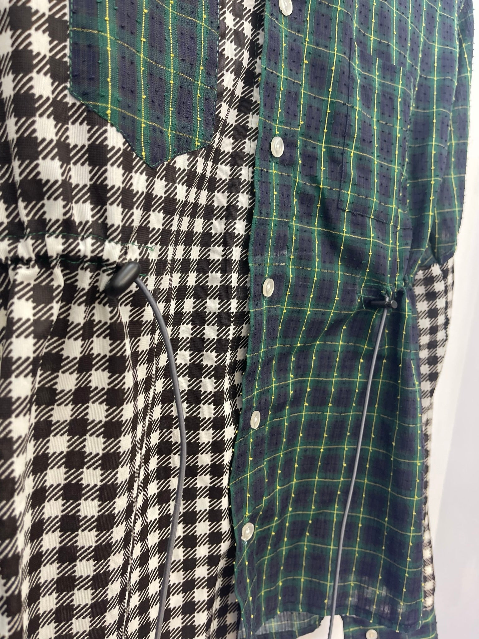 VINTAGE RECONSTRUCTED SPLICED TARTAN + SQUARE DRESS SHIRT LS