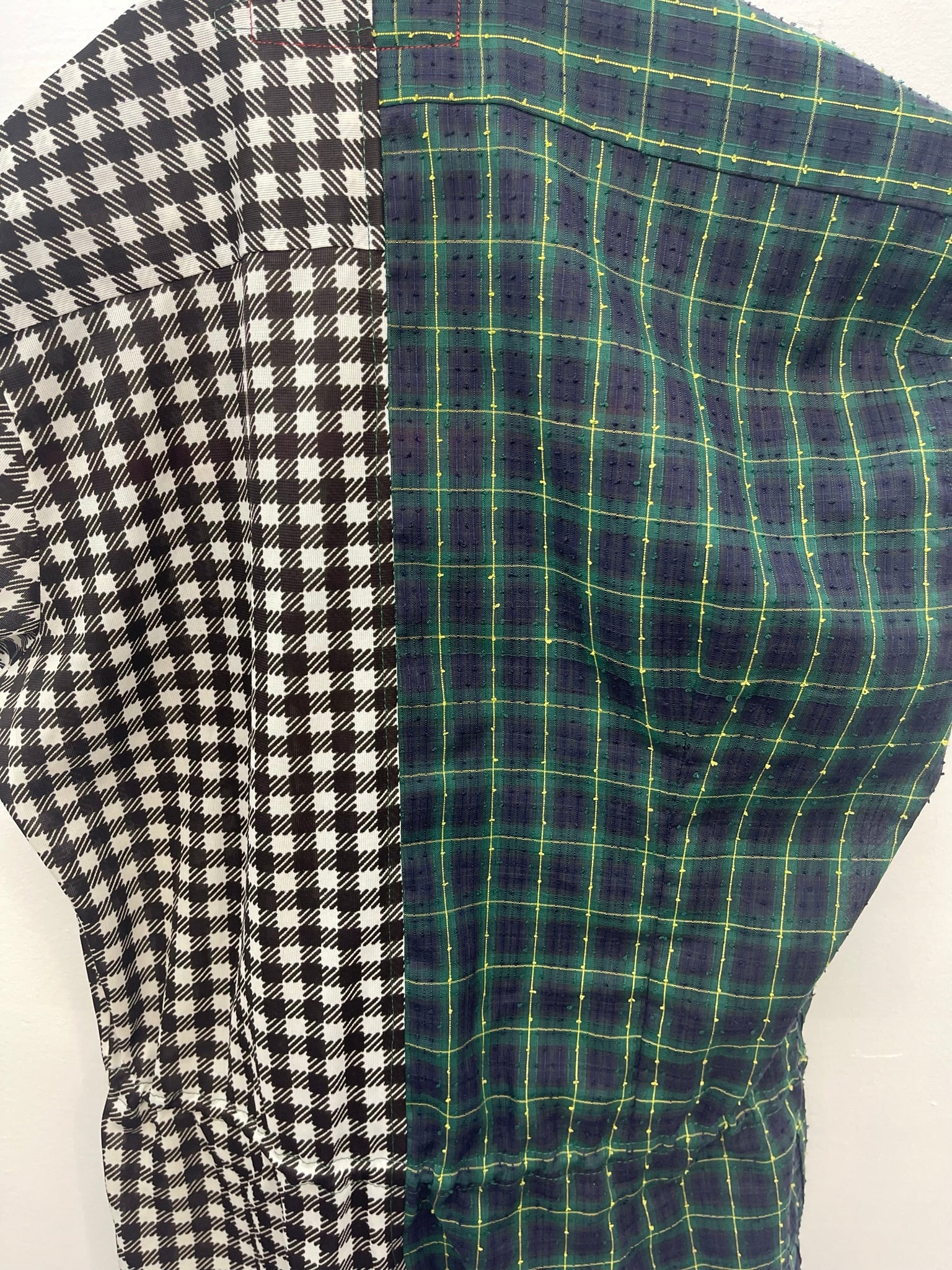 VINTAGE RECONSTRUCTED SPLICED TARTAN + SQUARE DRESS SHIRT SS