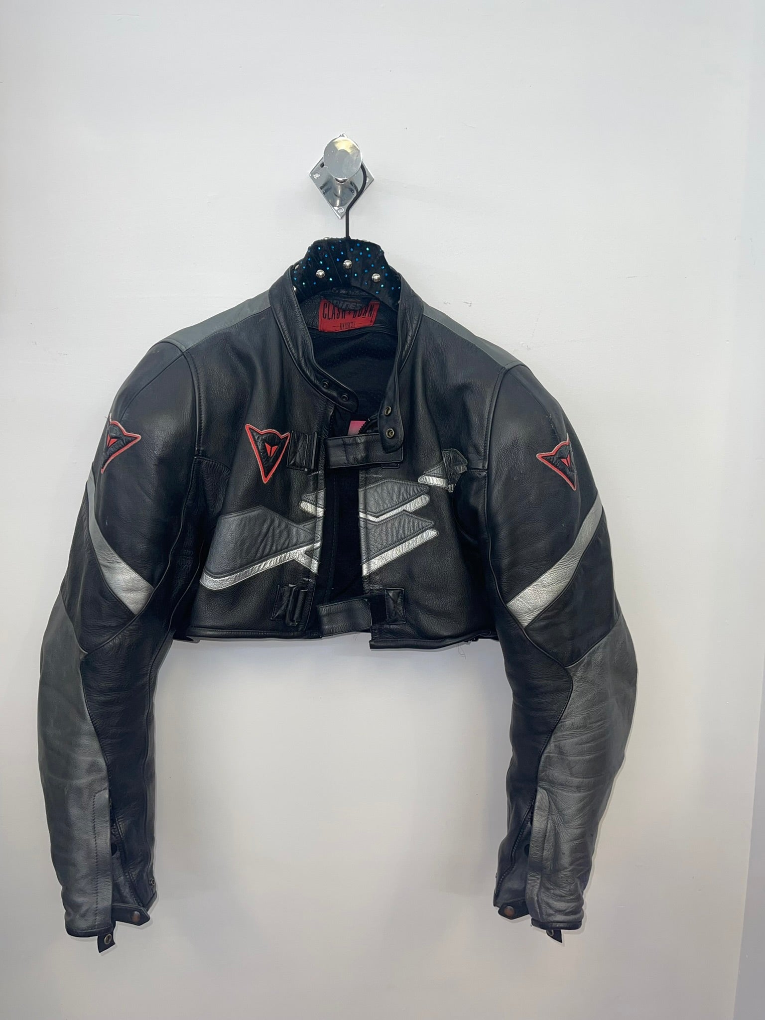 RECONSTRUCTED DAINESE CROPPED MOTO JAKCET