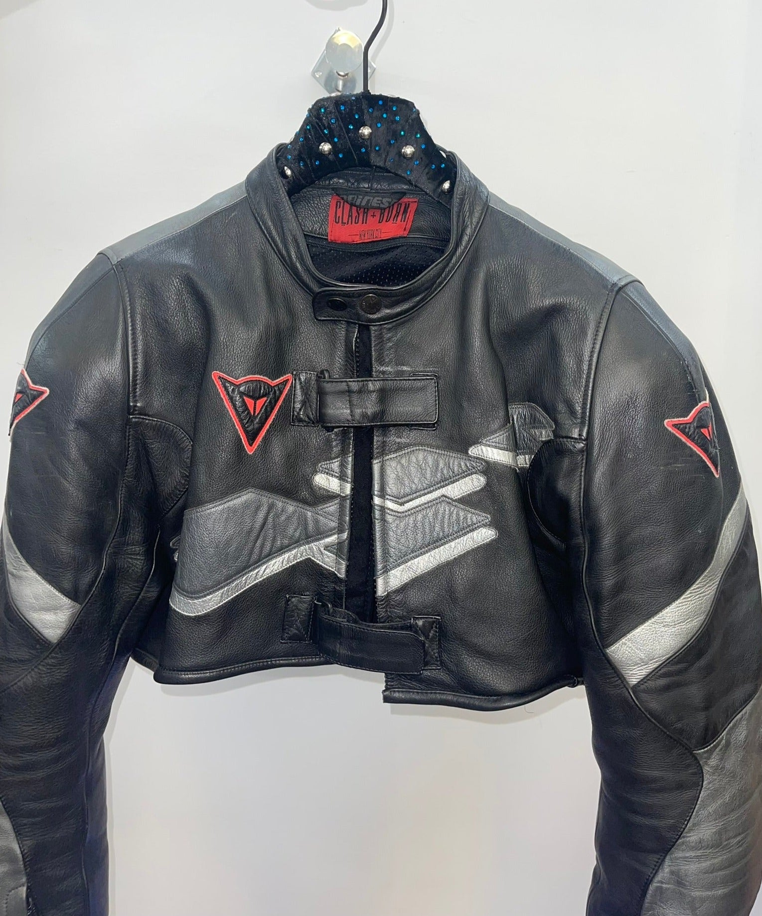 RECONSTRUCTED DAINESE CROPPED MOTO JAKCET