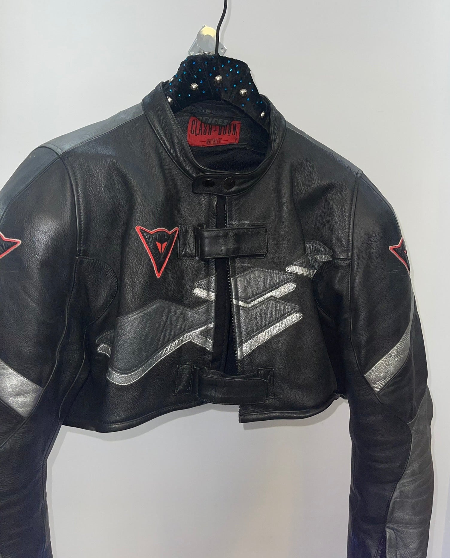 RECONSTRUCTED DAINESE CROPPED MOTO JAKCET