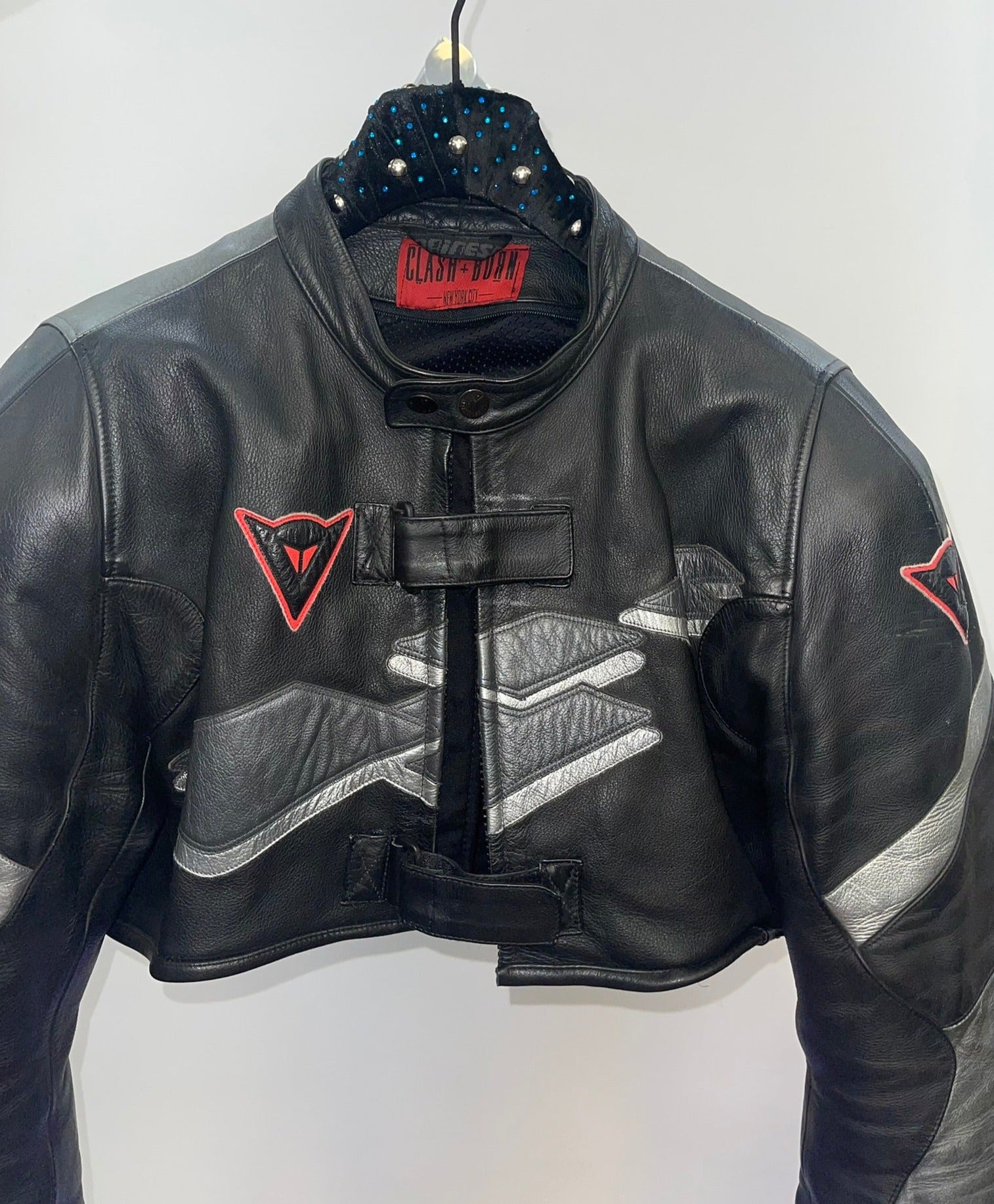 RECONSTRUCTED DAINESE CROPPED MOTO JAKCET