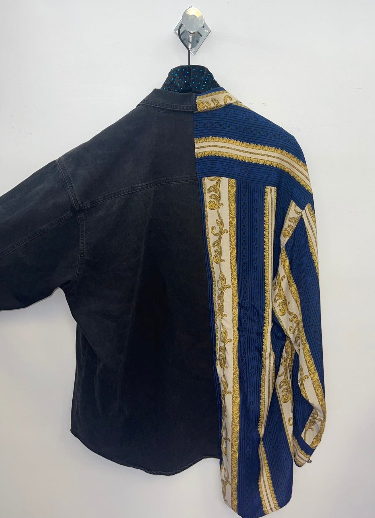 SILKY PRINT + DENIM VINTAGE OVERSHIRT
