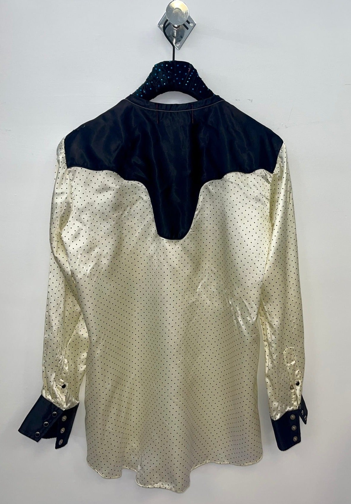 SILKY VINTAGE POLKA DOT REWORKED WESTERN DRESS SHIRT