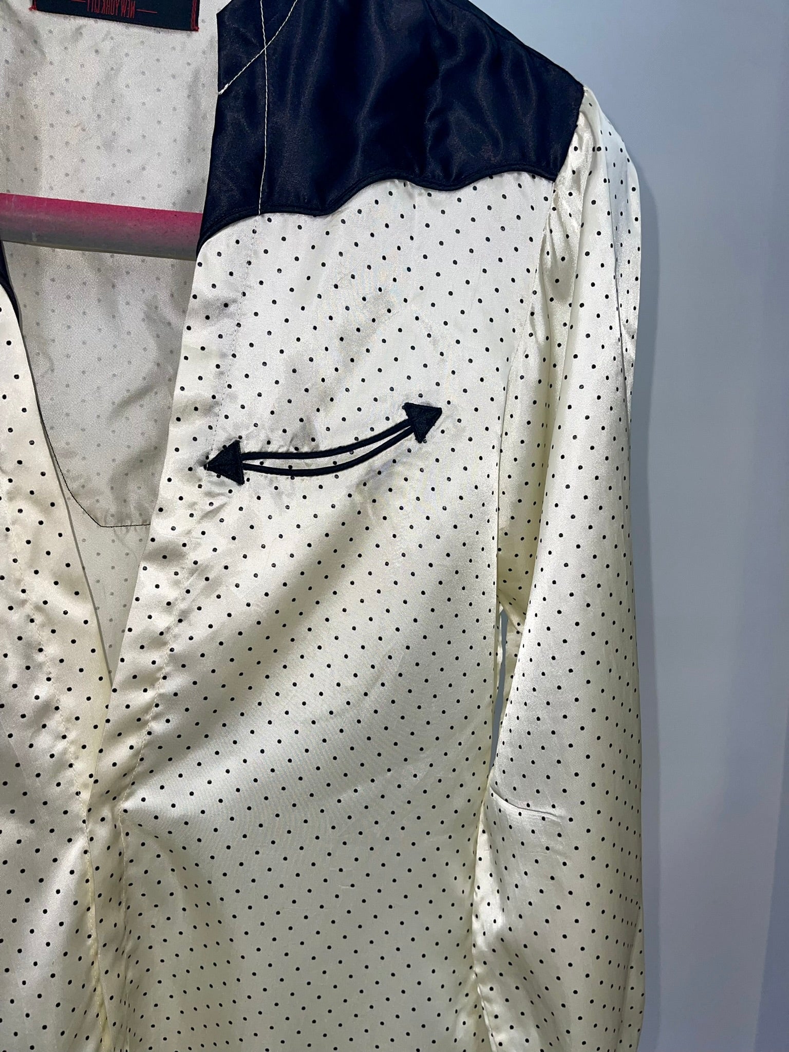 SILKY VINTAGE POLKA DOT REWORKED WESTERN DRESS SHIRT