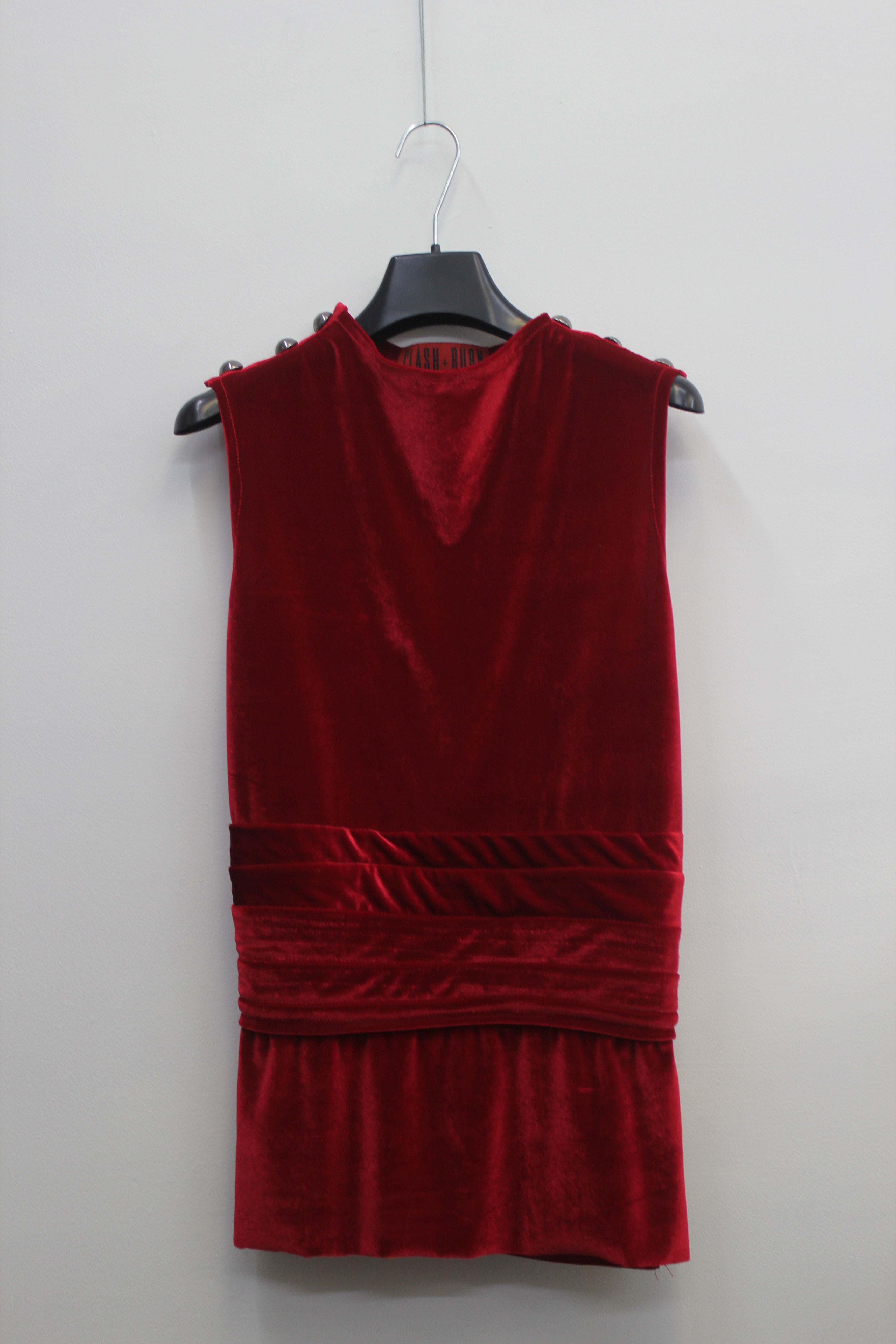 VELVET CUTOFF CUMMERBUND TOP