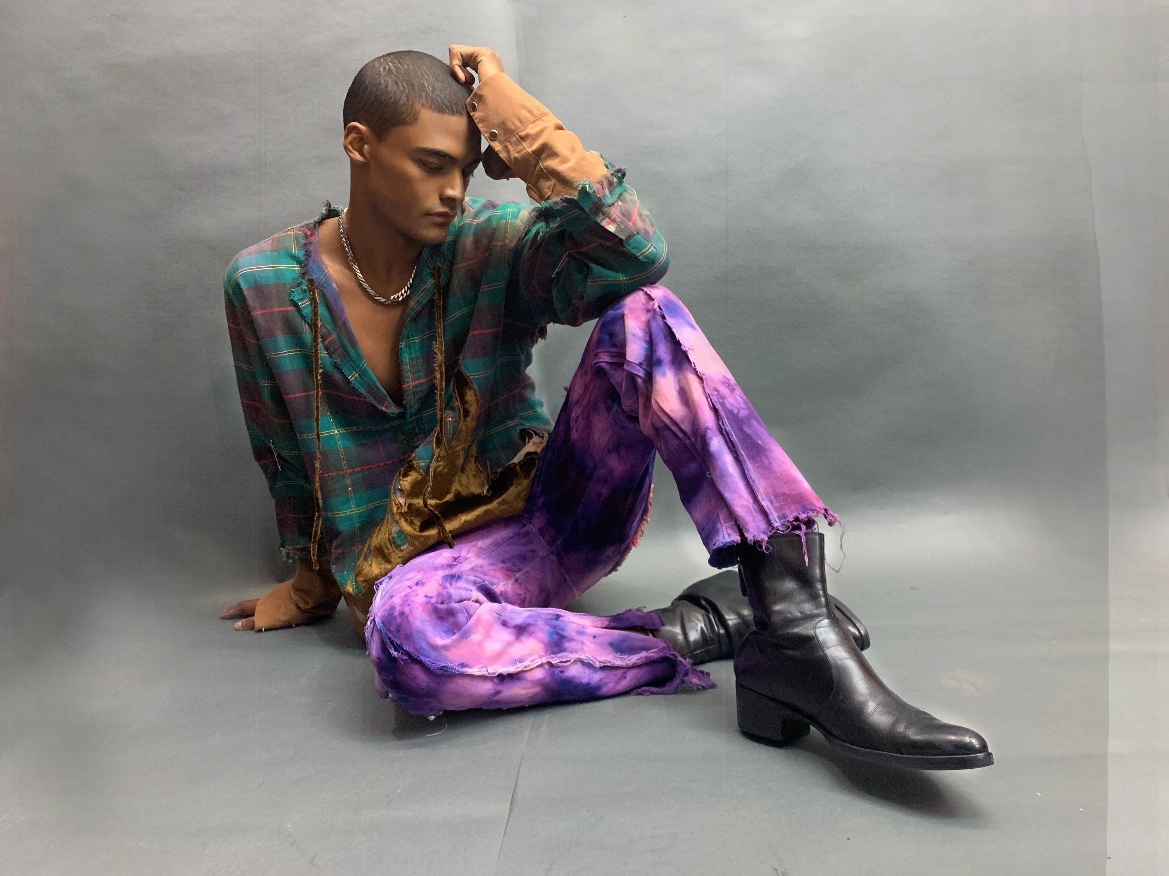 TRASH DENIM ACID WASH PURPLE